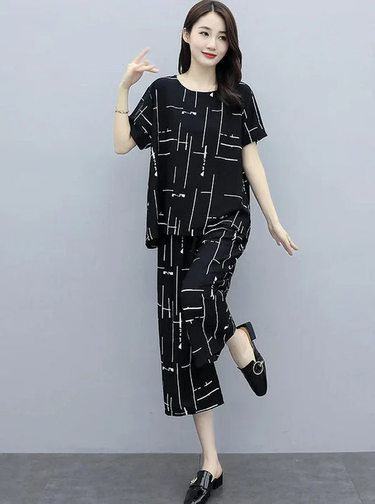 BLACK CAPRI PRINTED NIGHT DRESS