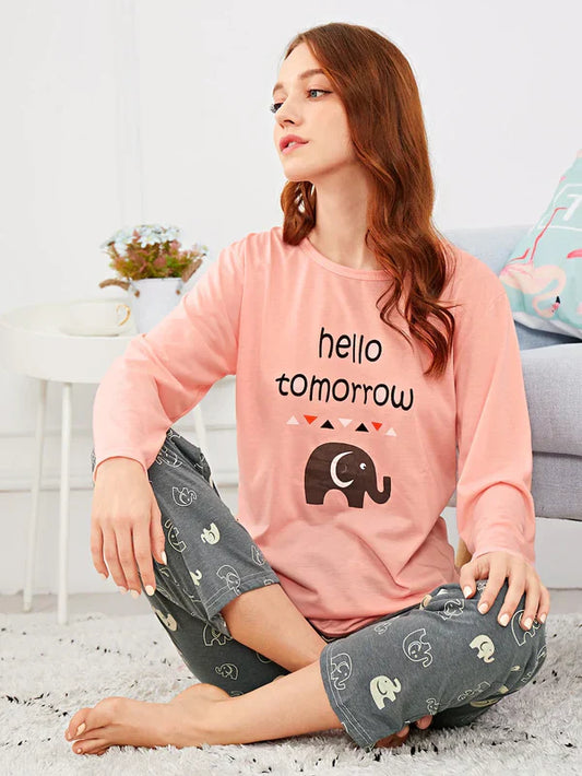 HELLO TOMMORROW PRINTED NIGHT DRESS